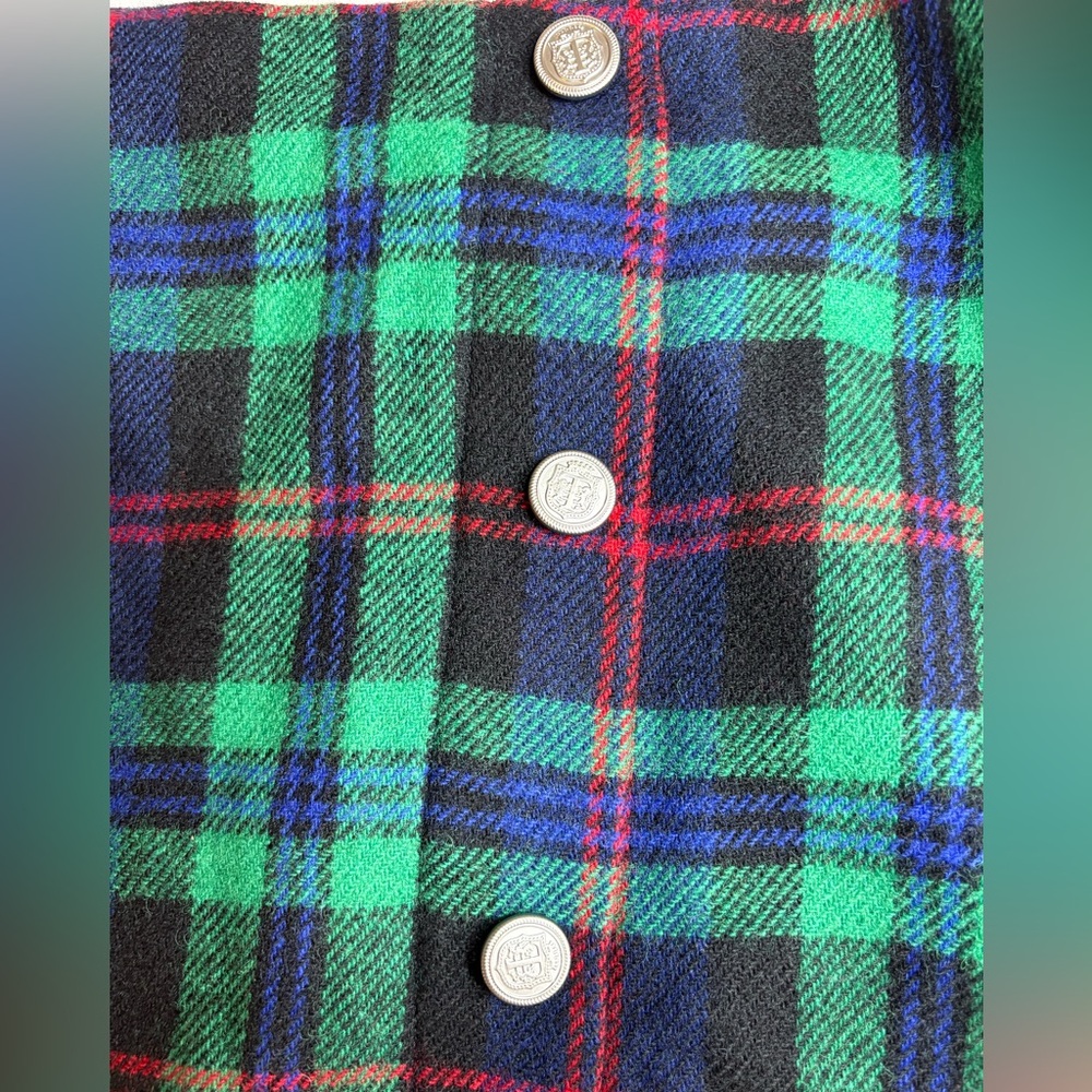 Talbots Green & Blue Plaid Pencil Skirt Wool Blend 14 NWT - Picture 3 of 10